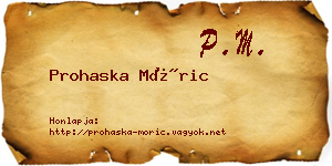 Prohaska Móric névjegykártya